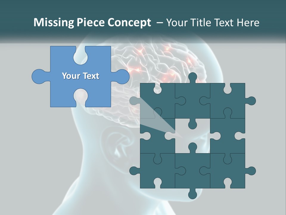 A Man's Head With The Brain Highlighted In Red PowerPoint Template
