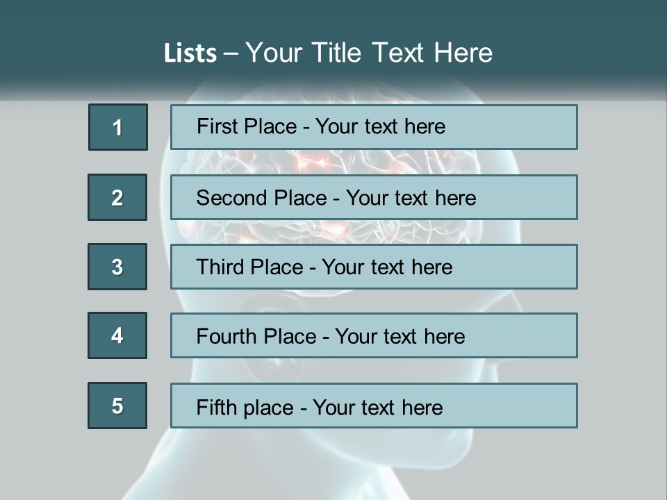 A Man's Head With The Brain Highlighted In Red PowerPoint Template