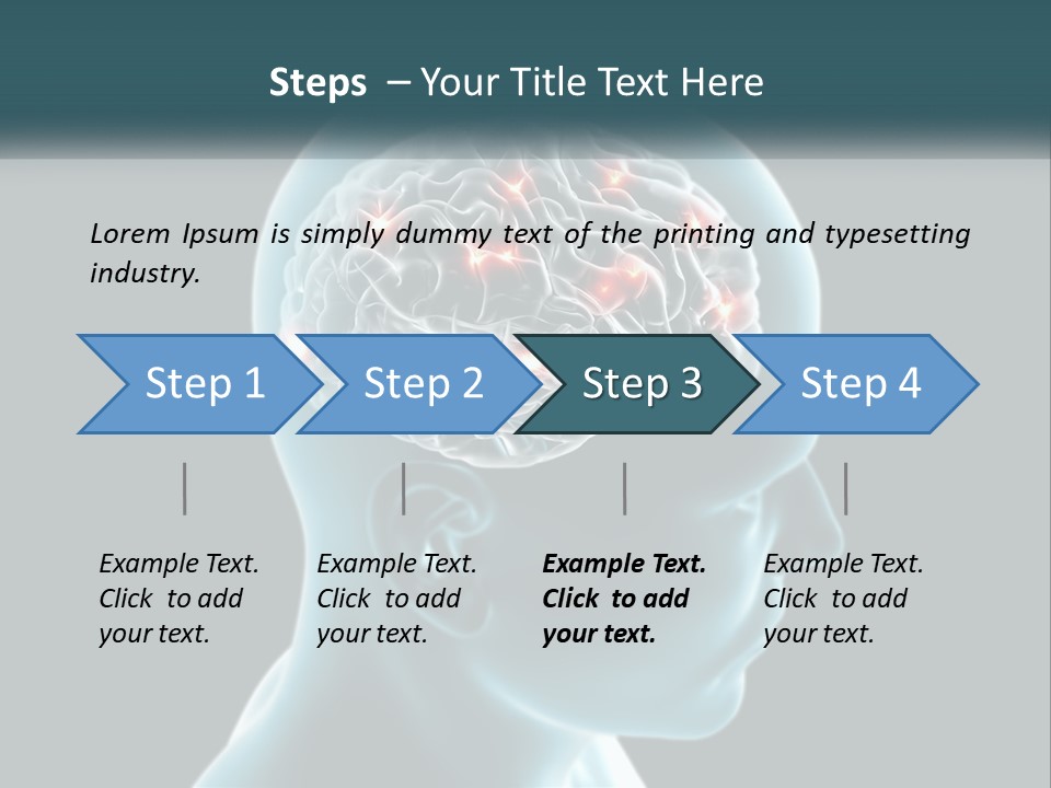 A Man's Head With The Brain Highlighted In Red PowerPoint Template