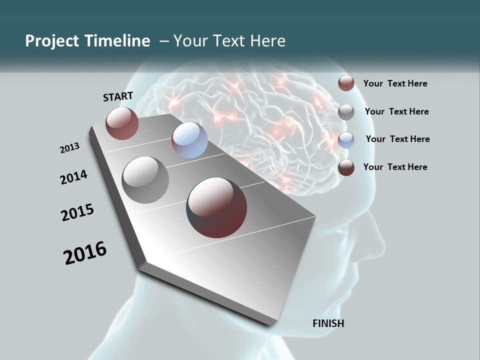A Man's Head With The Brain Highlighted In Red PowerPoint Template