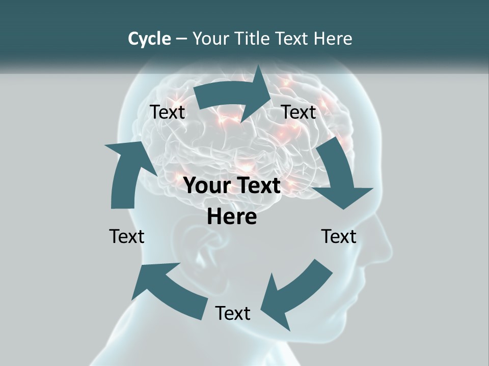 A Man's Head With The Brain Highlighted In Red PowerPoint Template