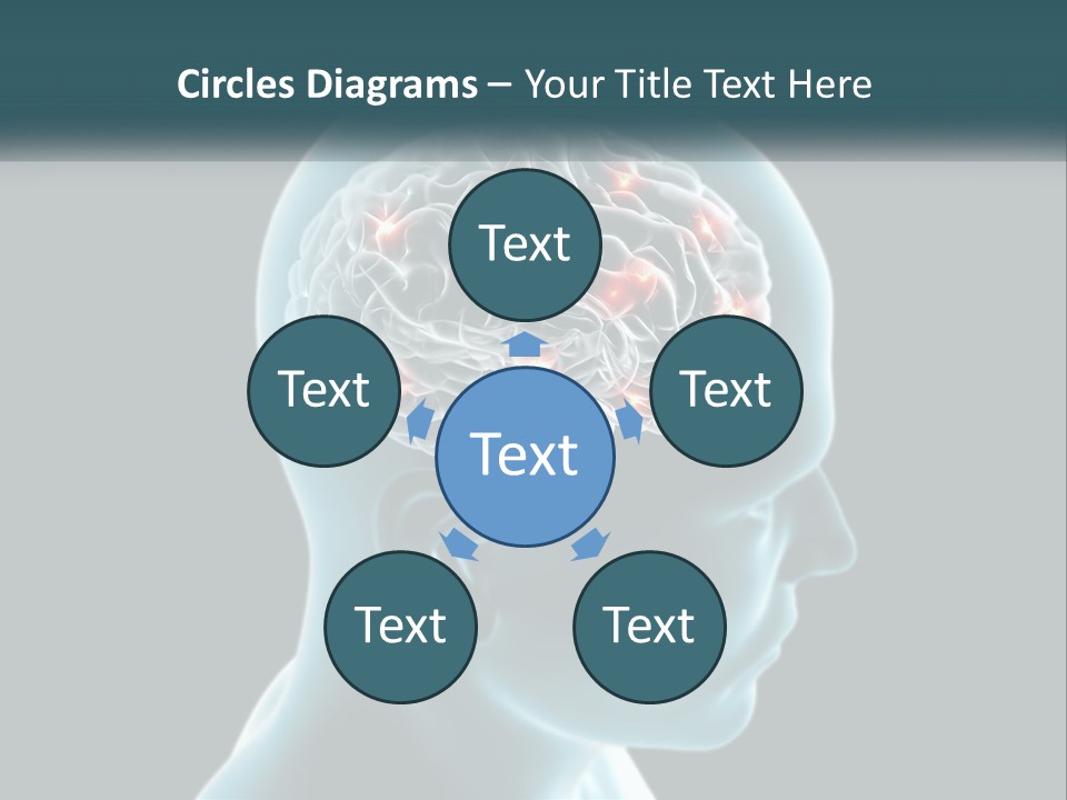 A Man's Head With The Brain Highlighted In Red PowerPoint Template