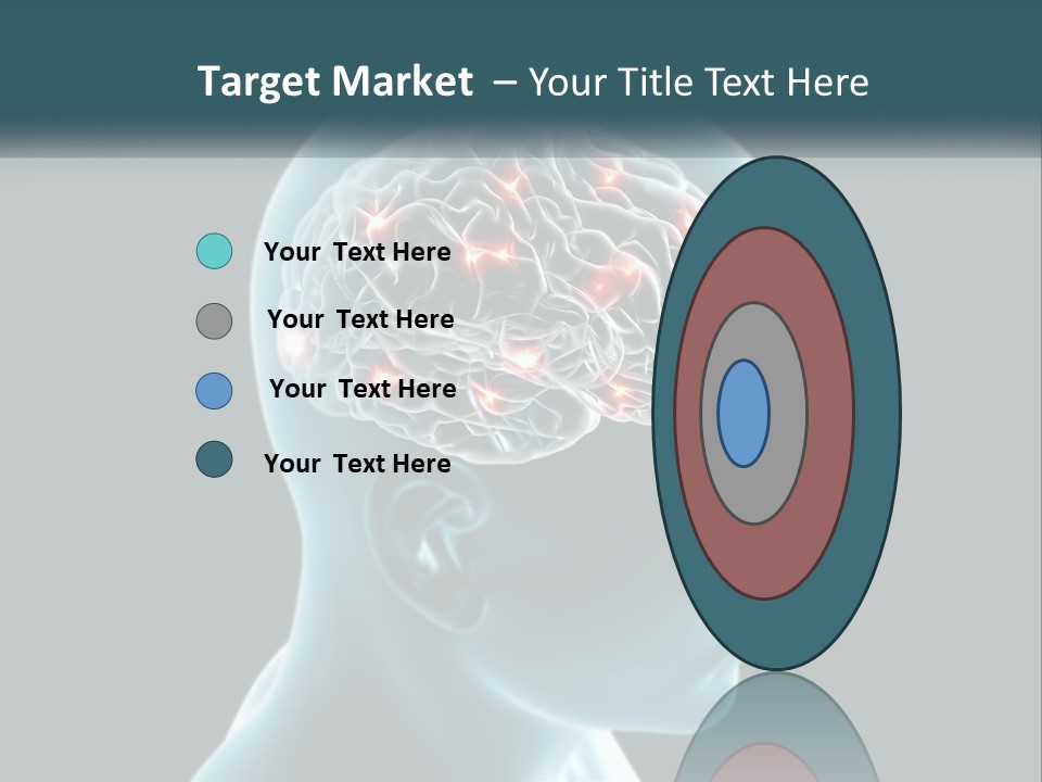 A Man's Head With The Brain Highlighted In Red PowerPoint Template