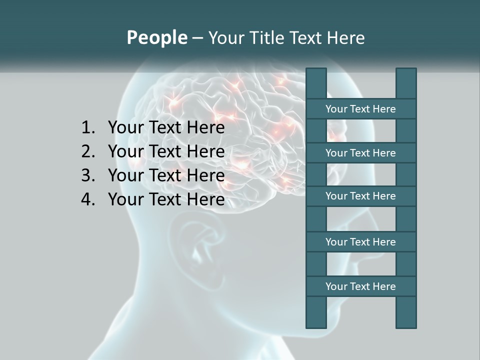 A Man's Head With The Brain Highlighted In Red PowerPoint Template