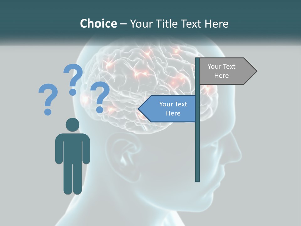 A Man's Head With The Brain Highlighted In Red PowerPoint Template