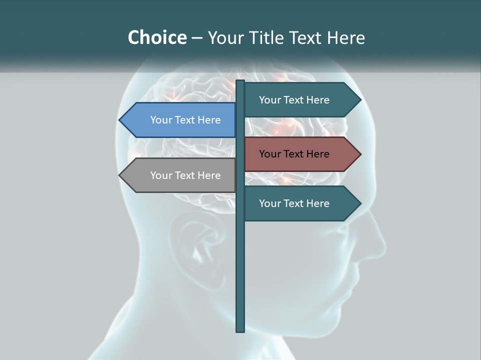 A Man's Head With The Brain Highlighted In Red PowerPoint Template