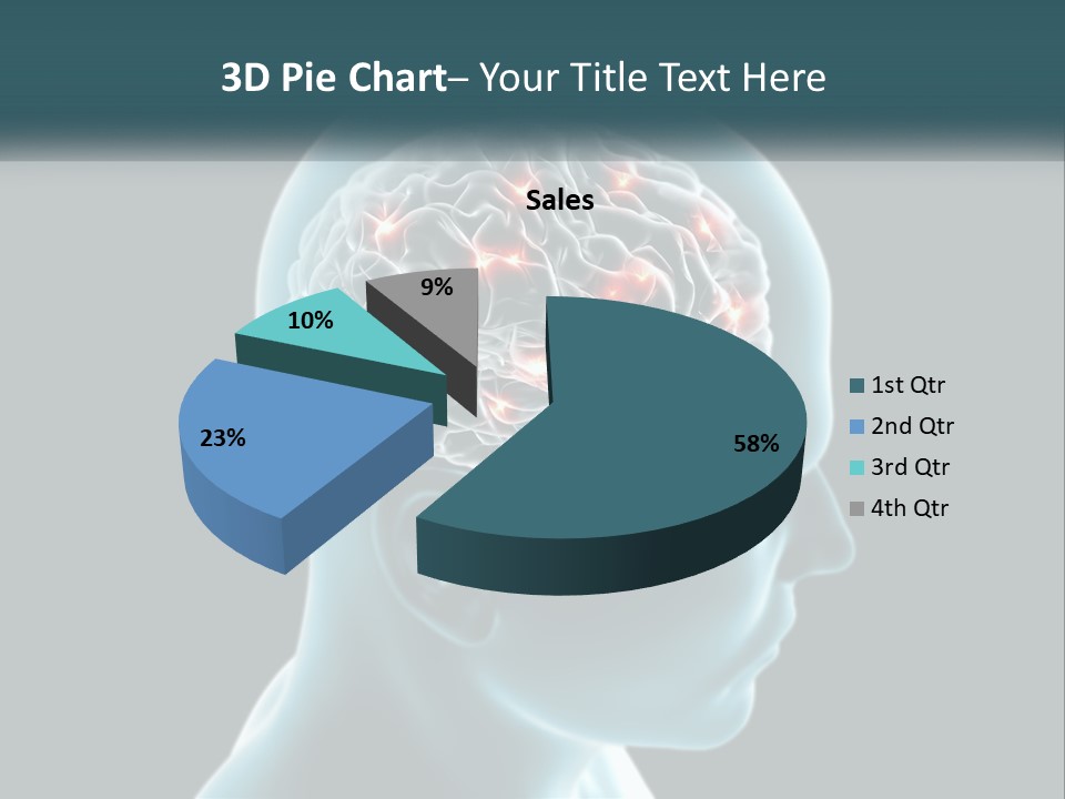 A Man's Head With The Brain Highlighted In Red PowerPoint Template