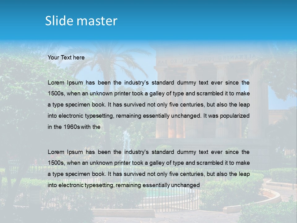 A Building With A Fountain In Front Of It PowerPoint Template