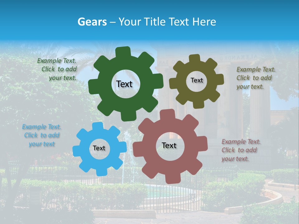 A Building With A Fountain In Front Of It PowerPoint Template