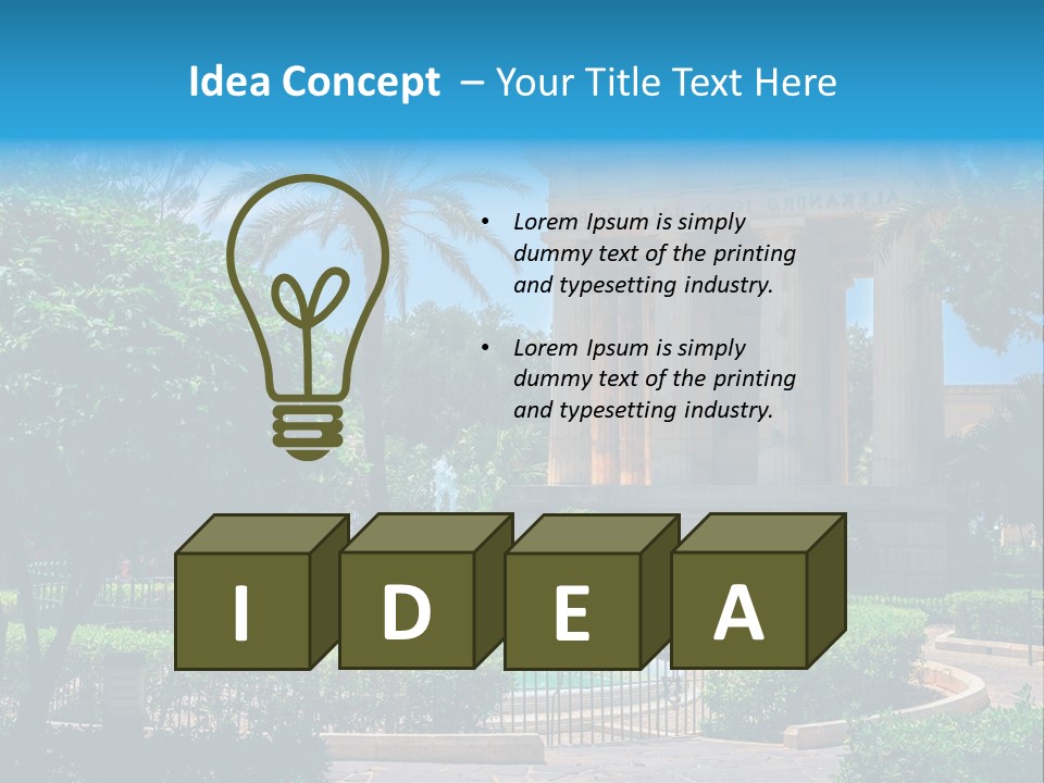 A Building With A Fountain In Front Of It PowerPoint Template