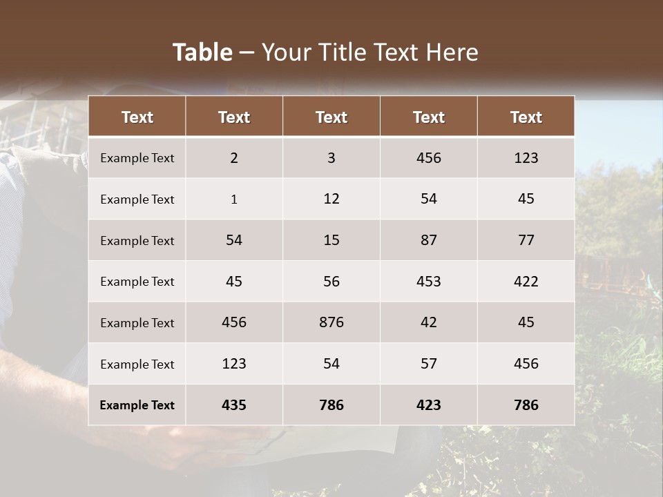A Man And A Woman In Hardhats Looking At A Blueprint PowerPoint Template