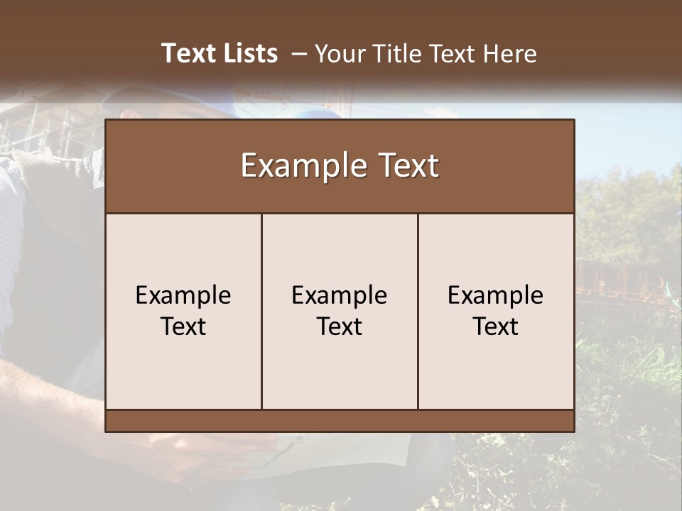 A Man And A Woman In Hardhats Looking At A Blueprint PowerPoint Template