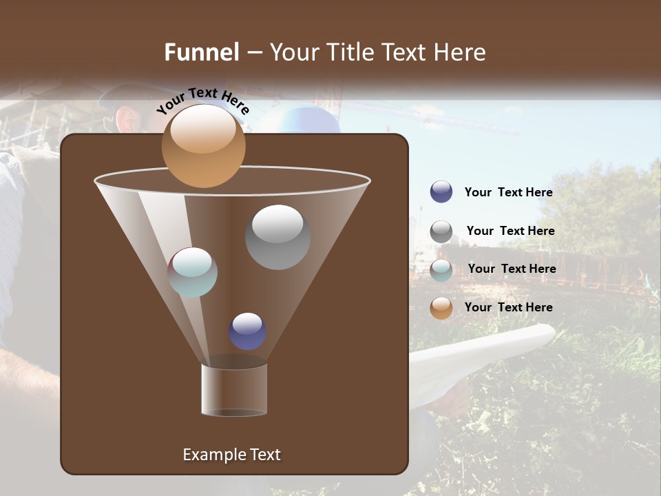 A Man And A Woman In Hardhats Looking At A Blueprint PowerPoint Template