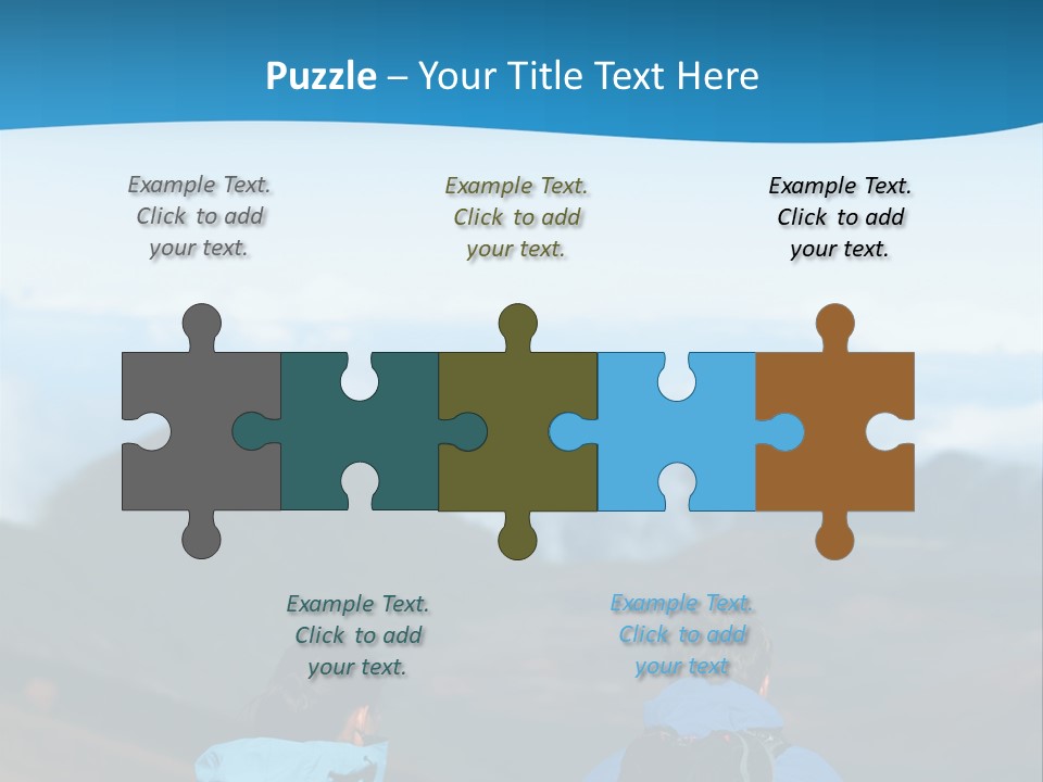 A Couple Of People Sitting On Top Of A Mountain PowerPoint Template