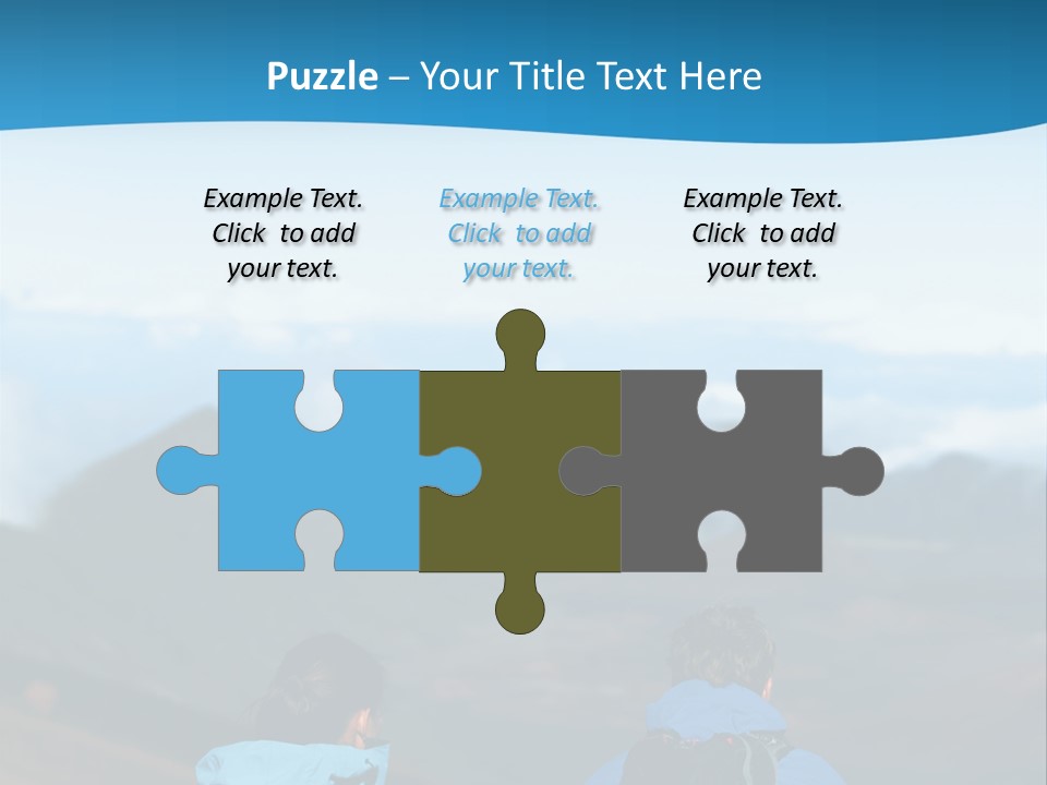 A Couple Of People Sitting On Top Of A Mountain PowerPoint Template