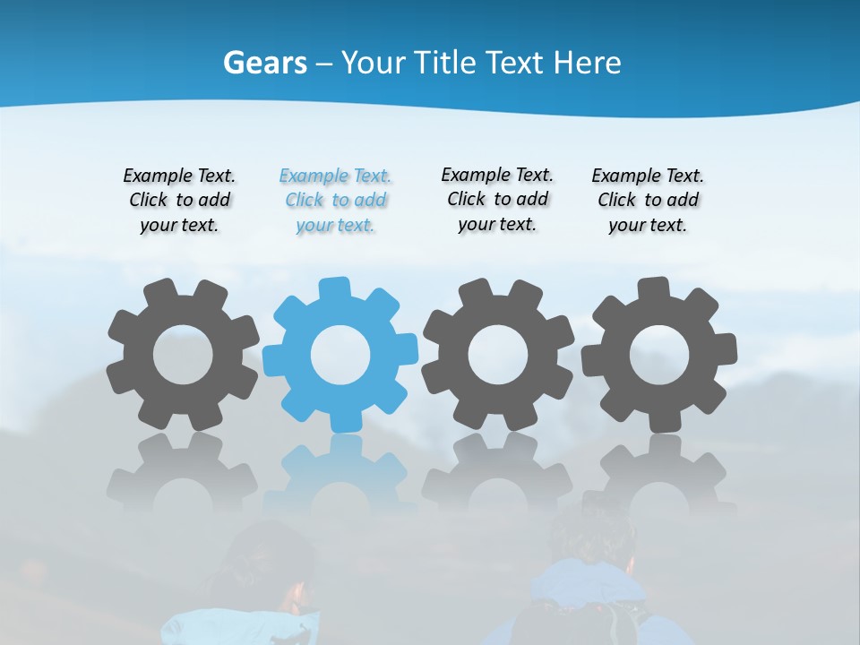 A Couple Of People Sitting On Top Of A Mountain PowerPoint Template