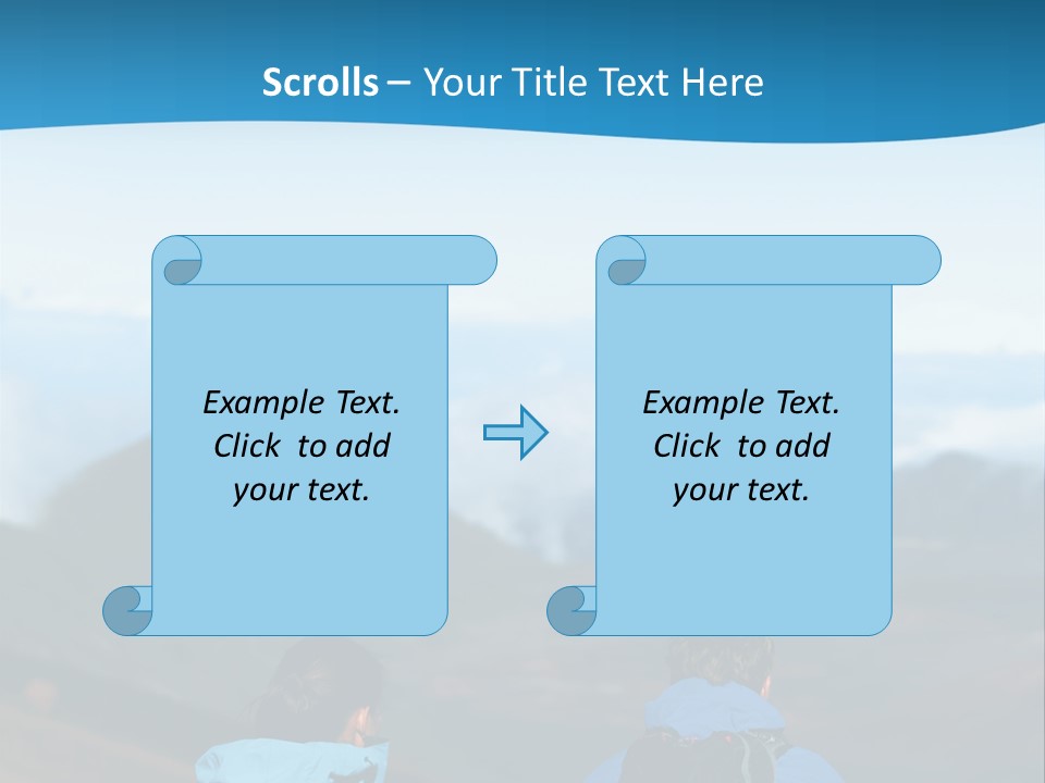 A Couple Of People Sitting On Top Of A Mountain PowerPoint Template