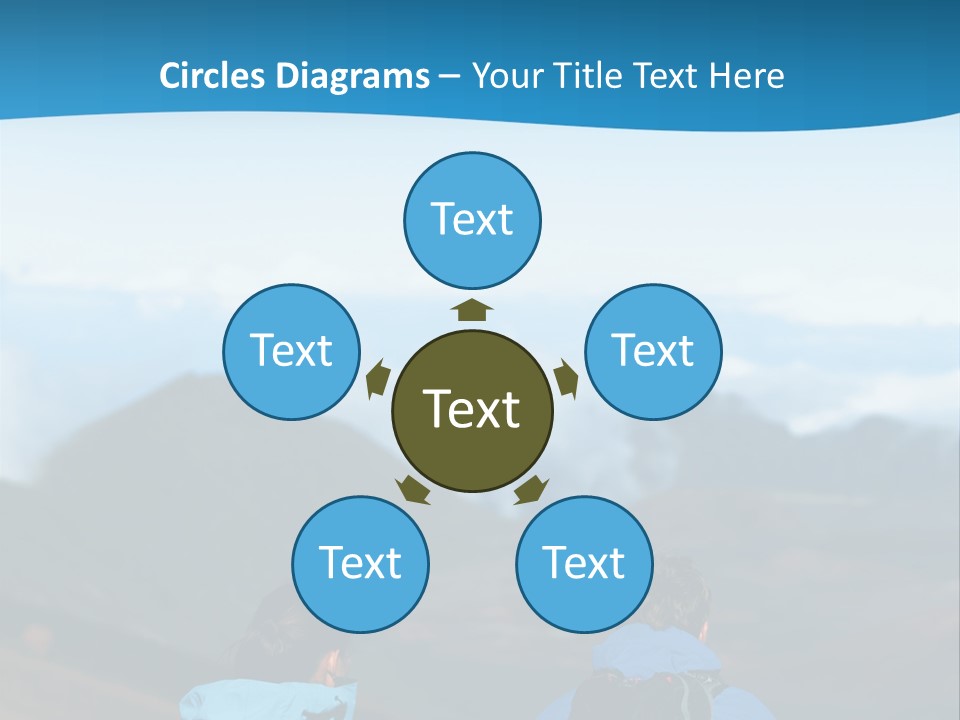 A Couple Of People Sitting On Top Of A Mountain PowerPoint Template