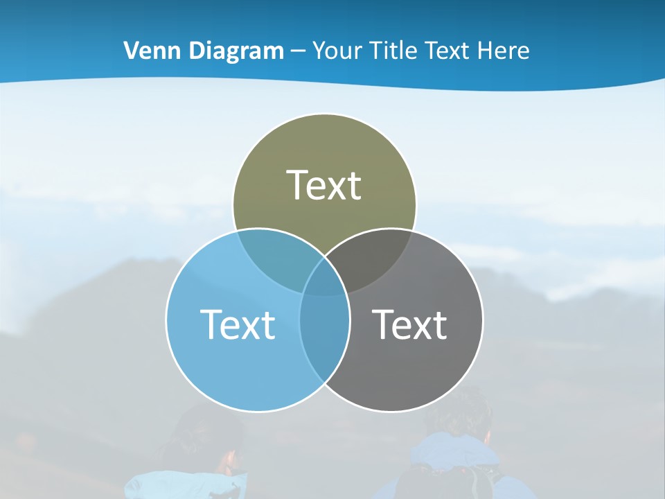 A Couple Of People Sitting On Top Of A Mountain PowerPoint Template