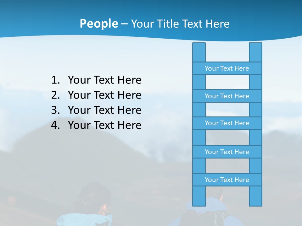 A Couple Of People Sitting On Top Of A Mountain PowerPoint Template