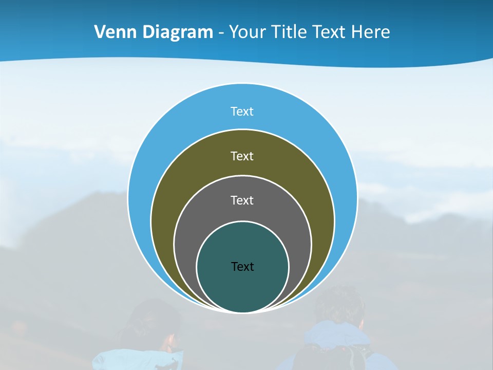 A Couple Of People Sitting On Top Of A Mountain PowerPoint Template