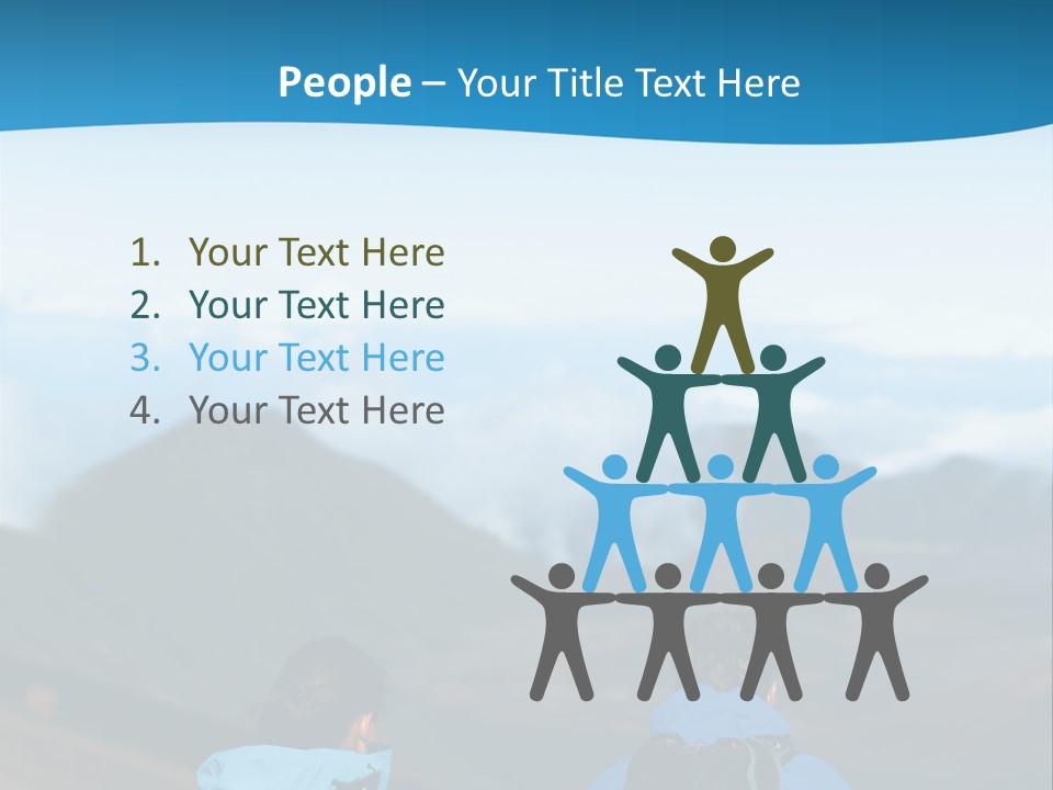 A Couple Of People Sitting On Top Of A Mountain PowerPoint Template