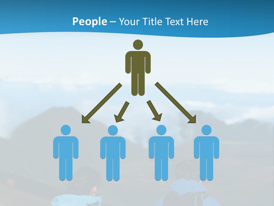 A Couple Of People Sitting On Top Of A Mountain PowerPoint Template