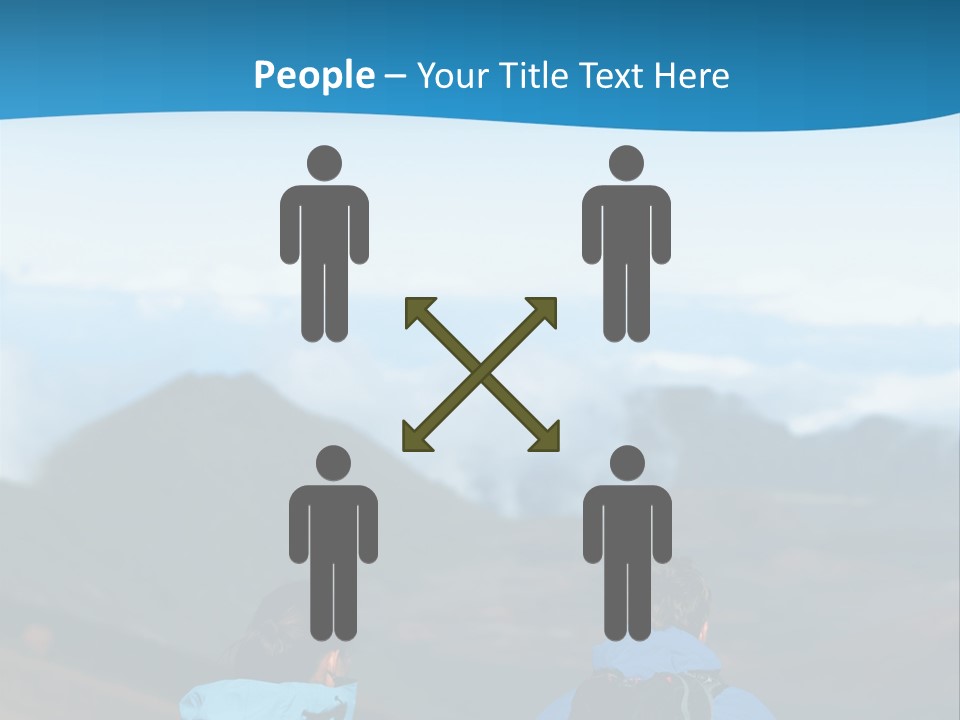 A Couple Of People Sitting On Top Of A Mountain PowerPoint Template