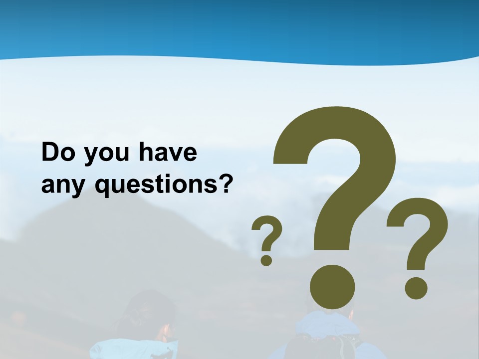 A Couple Of People Sitting On Top Of A Mountain PowerPoint Template