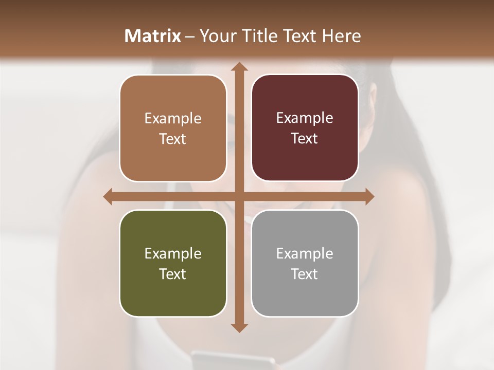 A Woman Laying In Bed Looking At Her Cell Phone PowerPoint Template