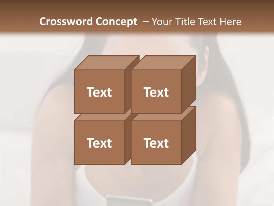 A Woman Laying In Bed Looking At Her Cell Phone PowerPoint Template