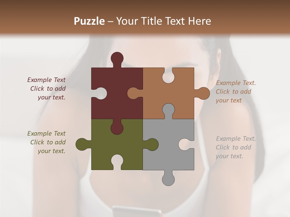 A Woman Laying In Bed Looking At Her Cell Phone PowerPoint Template