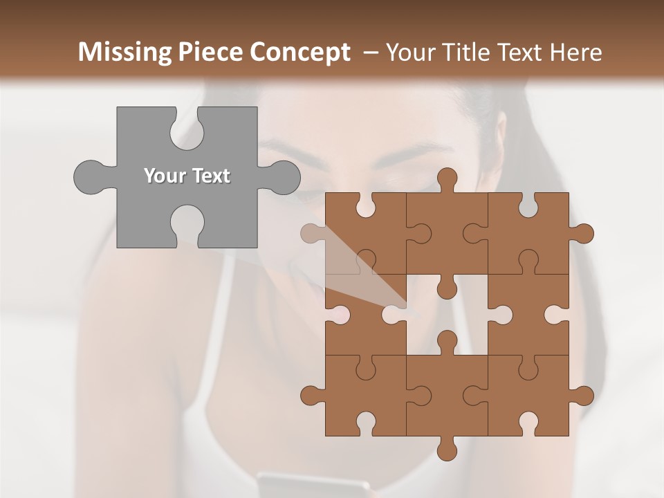 A Woman Laying In Bed Looking At Her Cell Phone PowerPoint Template