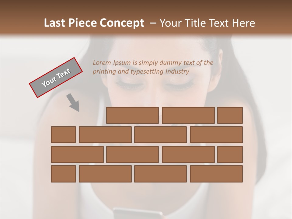 A Woman Laying In Bed Looking At Her Cell Phone PowerPoint Template