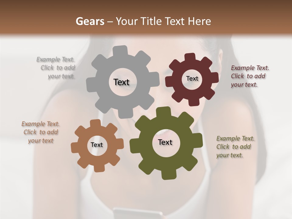 A Woman Laying In Bed Looking At Her Cell Phone PowerPoint Template