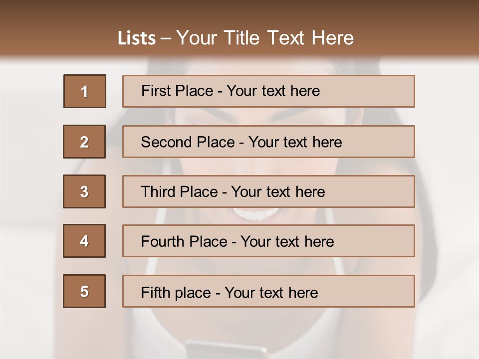 A Woman Laying In Bed Looking At Her Cell Phone PowerPoint Template