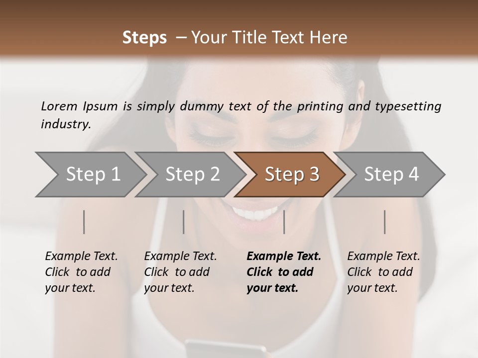 A Woman Laying In Bed Looking At Her Cell Phone PowerPoint Template