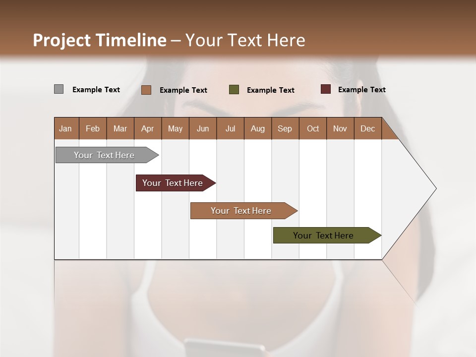 A Woman Laying In Bed Looking At Her Cell Phone PowerPoint Template