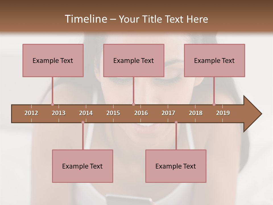 A Woman Laying In Bed Looking At Her Cell Phone PowerPoint Template
