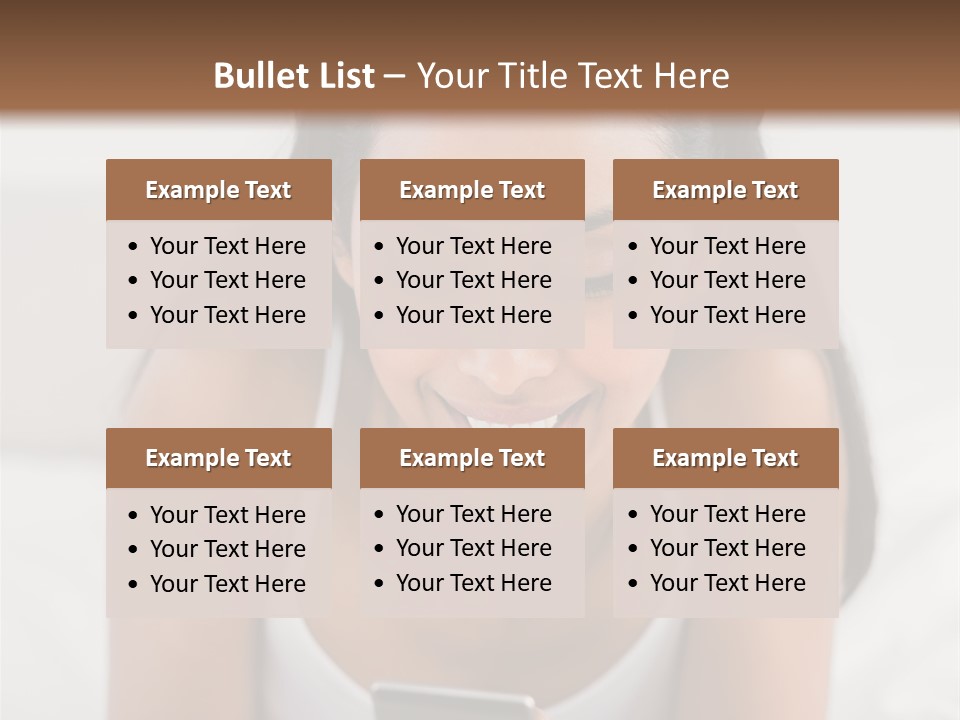 A Woman Laying In Bed Looking At Her Cell Phone PowerPoint Template