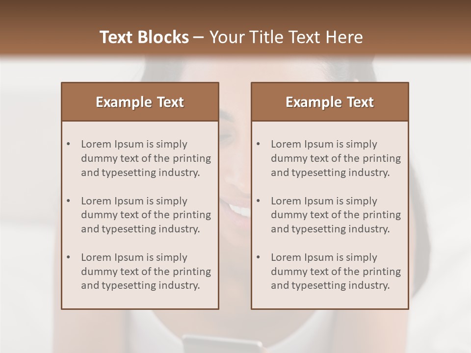A Woman Laying In Bed Looking At Her Cell Phone PowerPoint Template