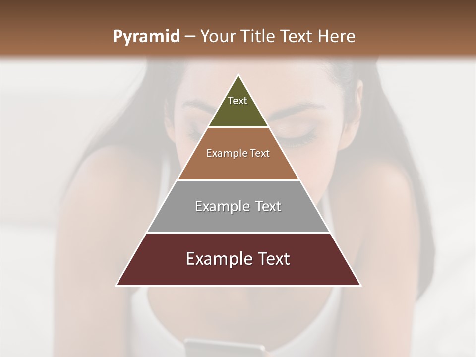 A Woman Laying In Bed Looking At Her Cell Phone PowerPoint Template