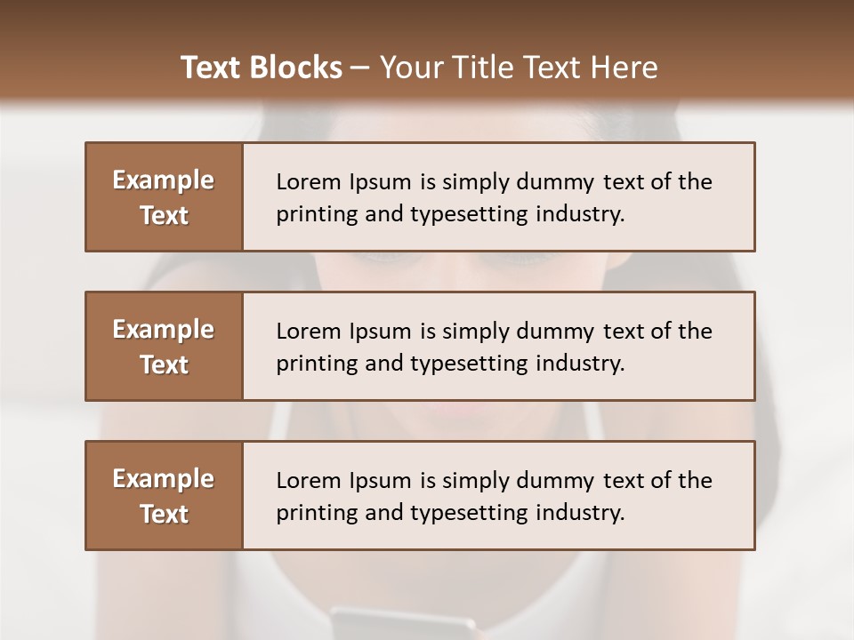 A Woman Laying In Bed Looking At Her Cell Phone PowerPoint Template