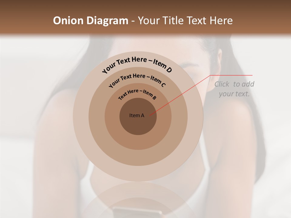 A Woman Laying In Bed Looking At Her Cell Phone PowerPoint Template