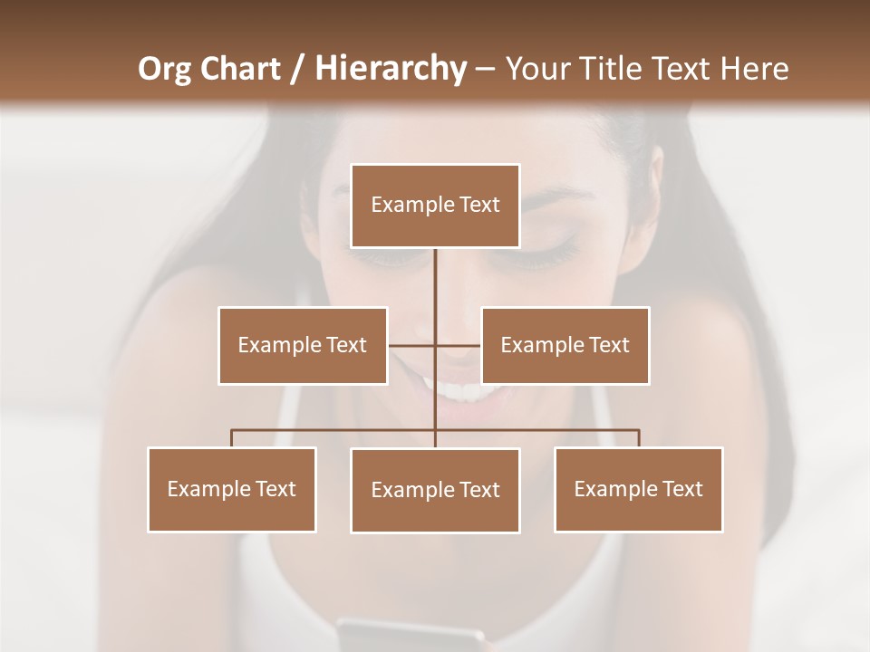 A Woman Laying In Bed Looking At Her Cell Phone PowerPoint Template
