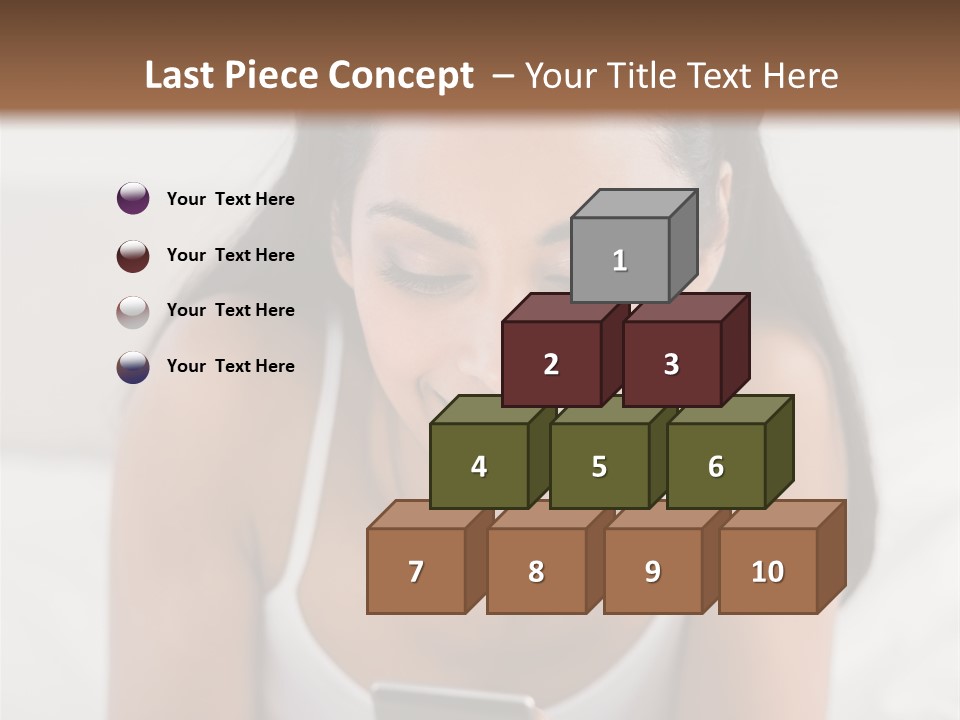 A Woman Laying In Bed Looking At Her Cell Phone PowerPoint Template