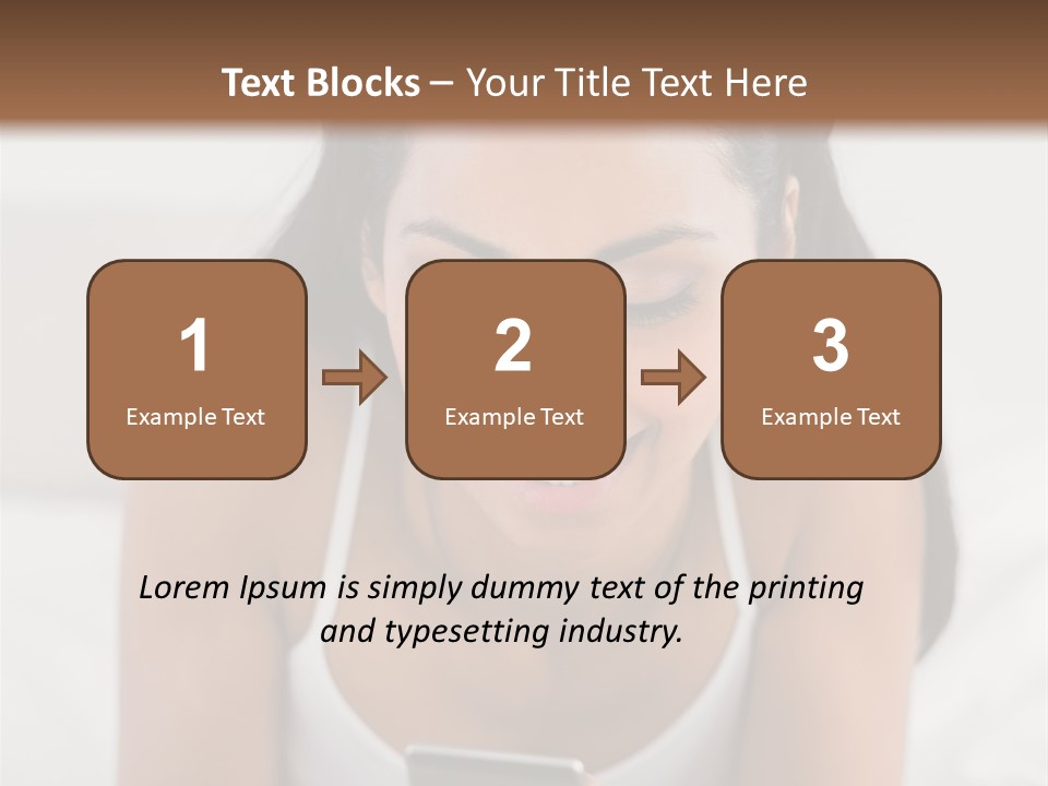 A Woman Laying In Bed Looking At Her Cell Phone PowerPoint Template