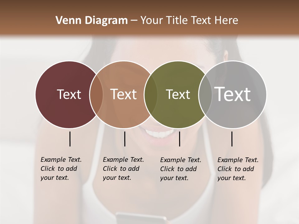 A Woman Laying In Bed Looking At Her Cell Phone PowerPoint Template