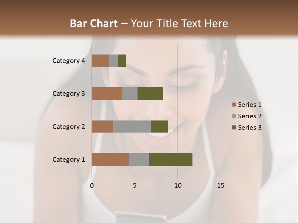 A Woman Laying In Bed Looking At Her Cell Phone PowerPoint Template