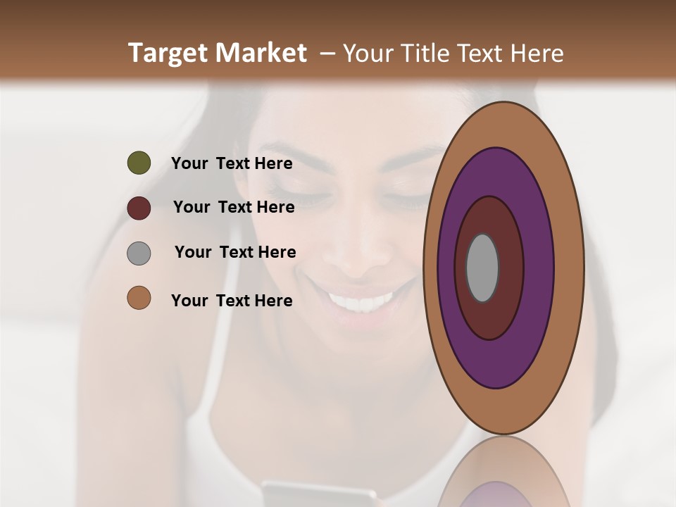 A Woman Laying In Bed Looking At Her Cell Phone PowerPoint Template